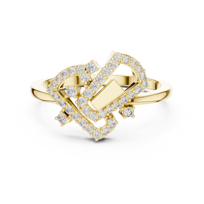 Virelliane Geometric Halo Diamond Ring