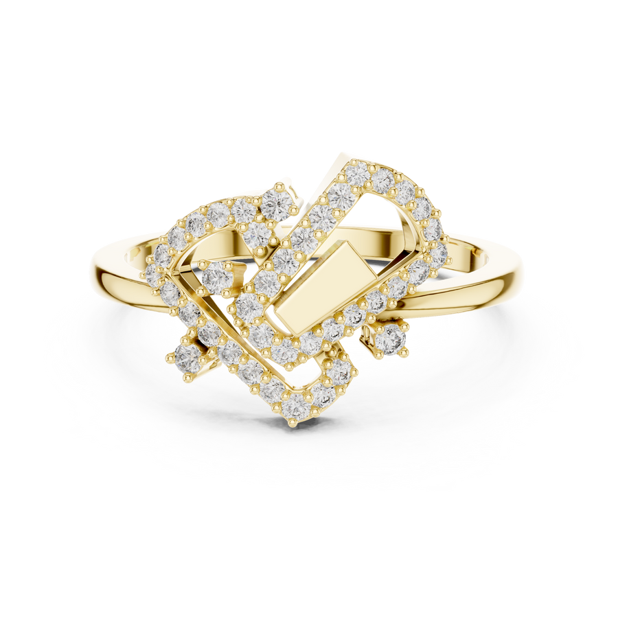 Virelliane Geometric Halo Diamond Ring