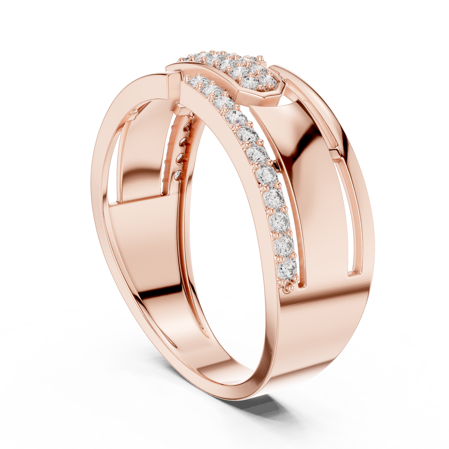 Aurevienne Linear Pavé Round Diamond Ring