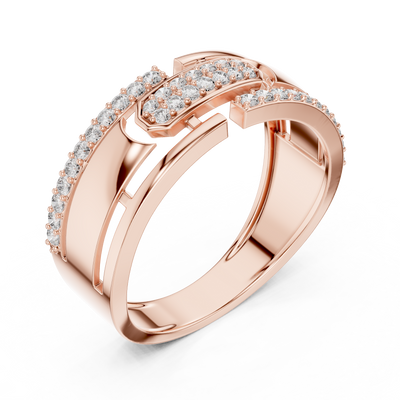 Aurevienne Linear Pavé Round Diamond Ring