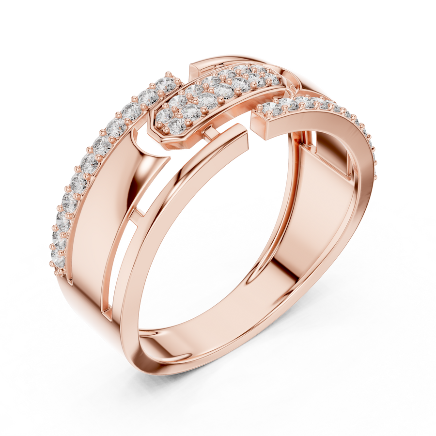 Aurevienne Linear Pavé Round Diamond Ring