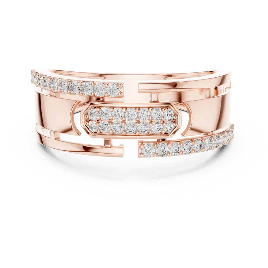 Aurevienne Linear Pavé Round Diamond Ring
