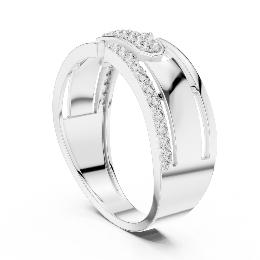 Aurevienne Linear Pavé Round Diamond Ring