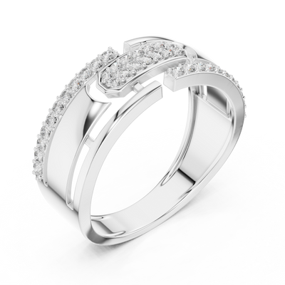 Aurevienne Linear Pavé Round Diamond Ring