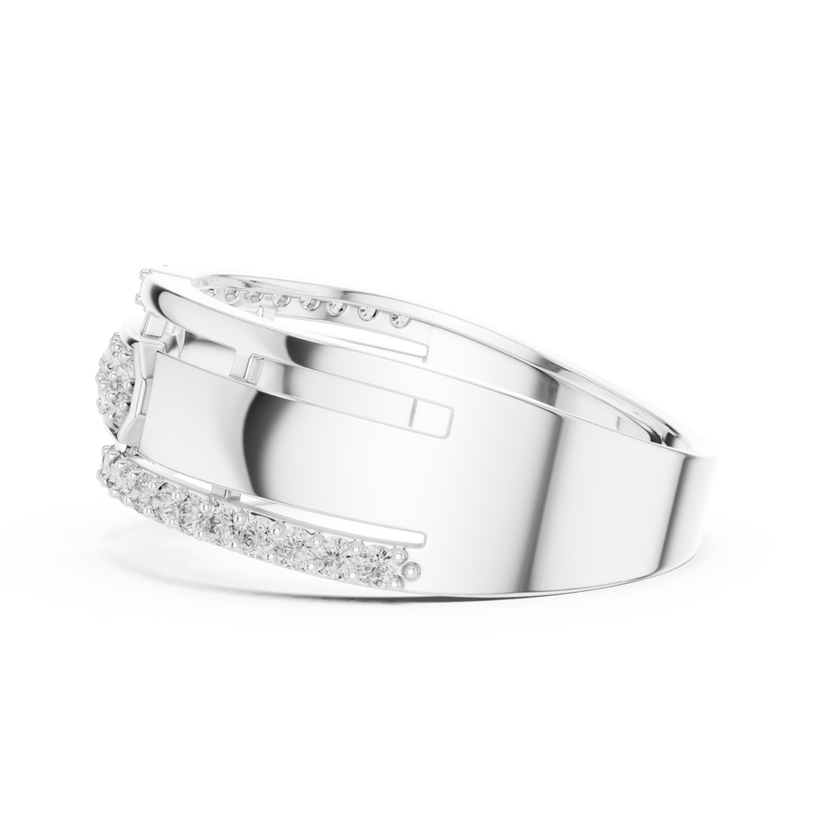 Aurevienne Linear Pavé Round Diamond Ring