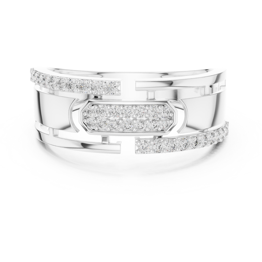 Aurevienne Linear Pavé Round Diamond Ring