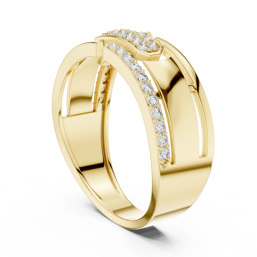 Aurevienne Linear Pavé Round Diamond Ring