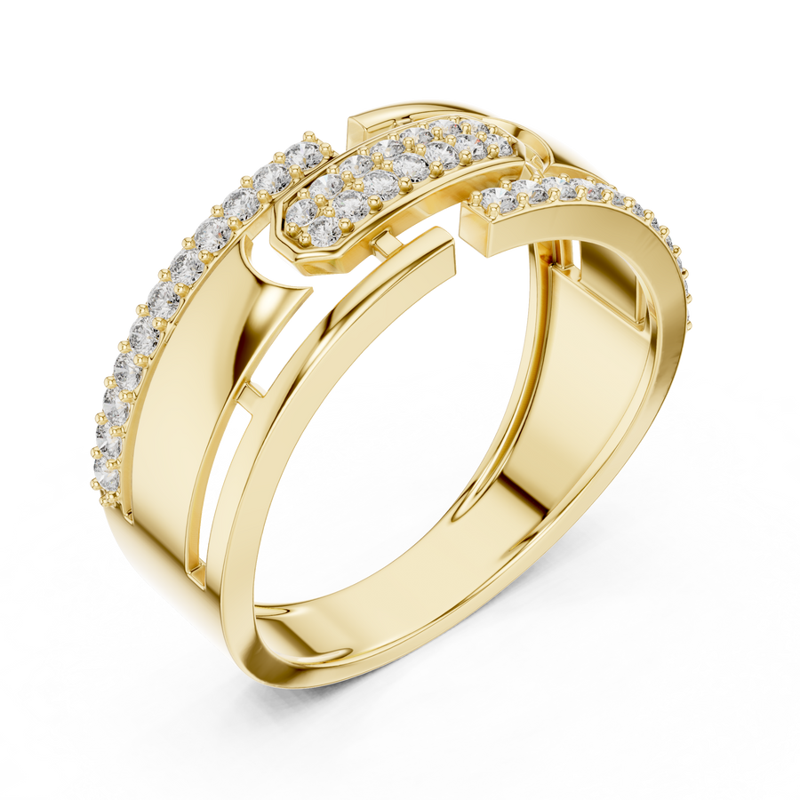 Aurevienne Linear Pavé Round Diamond Ring