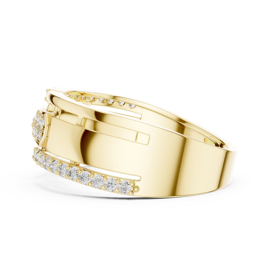 Aurevienne Linear Pavé Round Diamond Ring