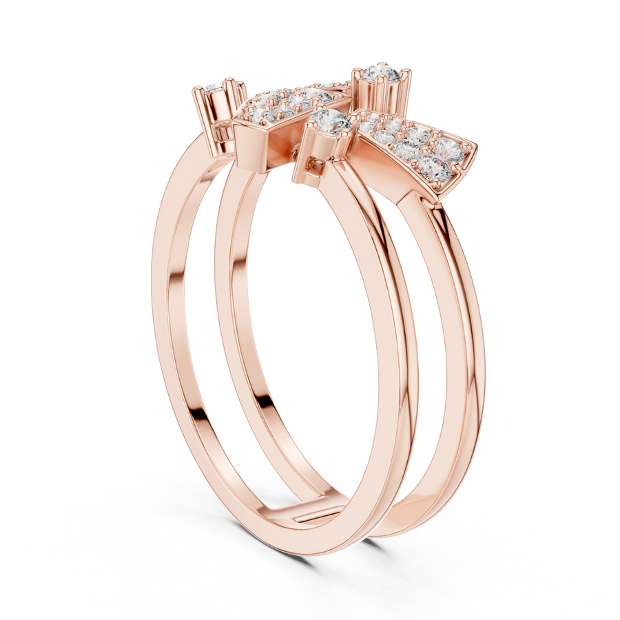 Elowen Tri-Panel Round Diamond Ring
