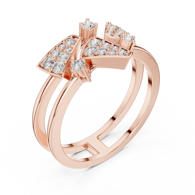 Elowen Tri-Panel Round Diamond Ring