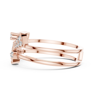Elowen Tri-Panel Round Diamond Ring