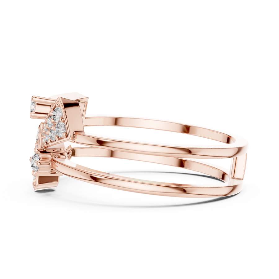 Elowen Tri-Panel Round Diamond Ring