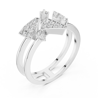 Elowen Tri-Panel Round Diamond Ring