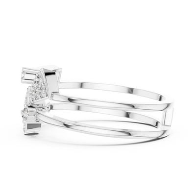 Elowen Tri-Panel Round Diamond Ring