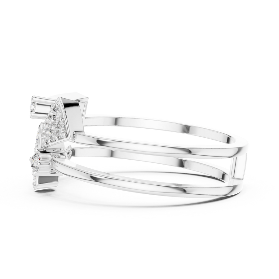Elowen Tri-Panel Round Diamond Ring