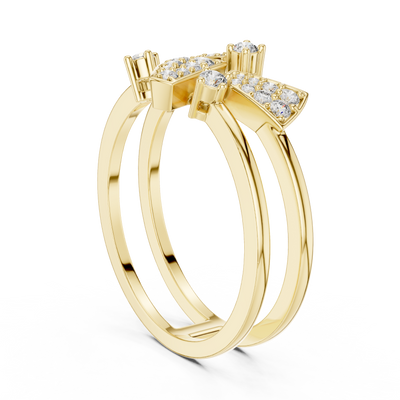 Elowen Tri-Panel Round Diamond Ring