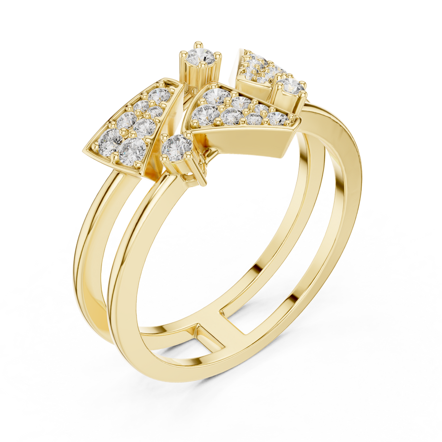 Elowen Tri-Panel Round Diamond Ring
