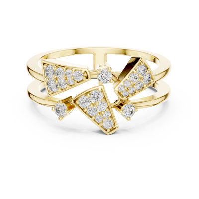Elowen Tri-Panel Round Diamond Ring