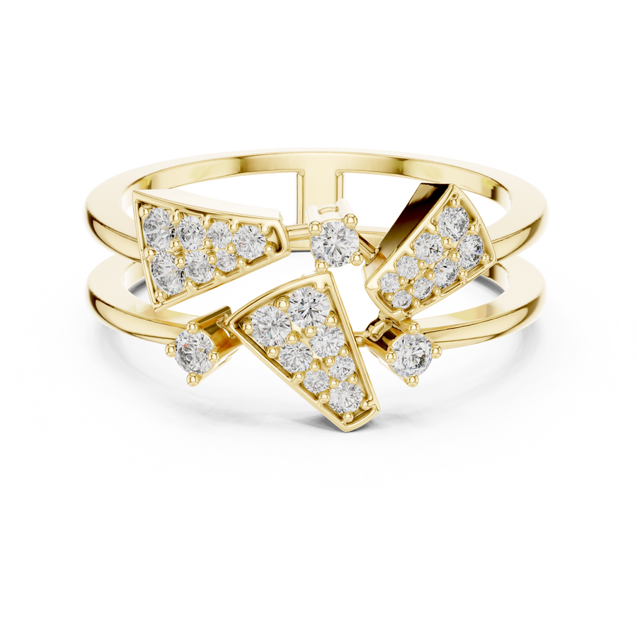 Elowen Tri-Panel Round Diamond Ring