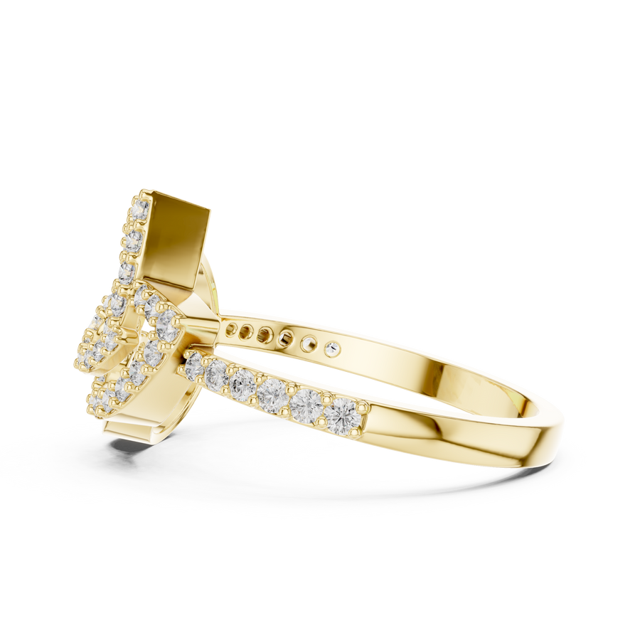 Elara Crescent Halo Round  Diamond Ring