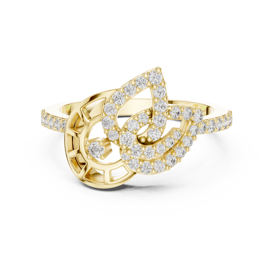 Elara Crescent Halo Round  Diamond Ring