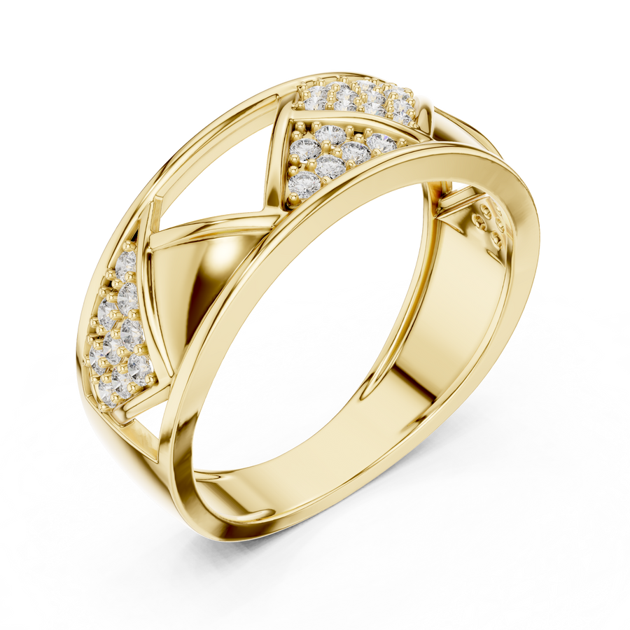 Neravienne Crossweave Round Diamond Ring
