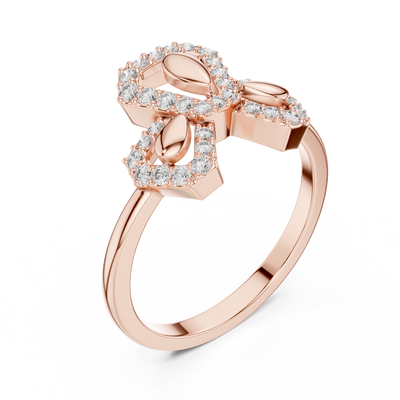 Seravielle Triple Petal Pavé  Diamond Ring