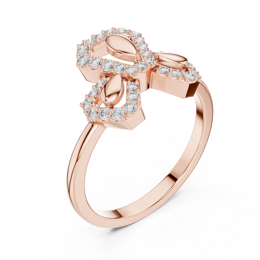 Seravielle Triple Petal Pavé  Diamond Ring