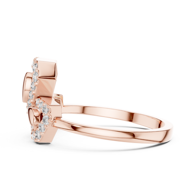 Seravielle Triple Petal Pavé  Diamond Ring