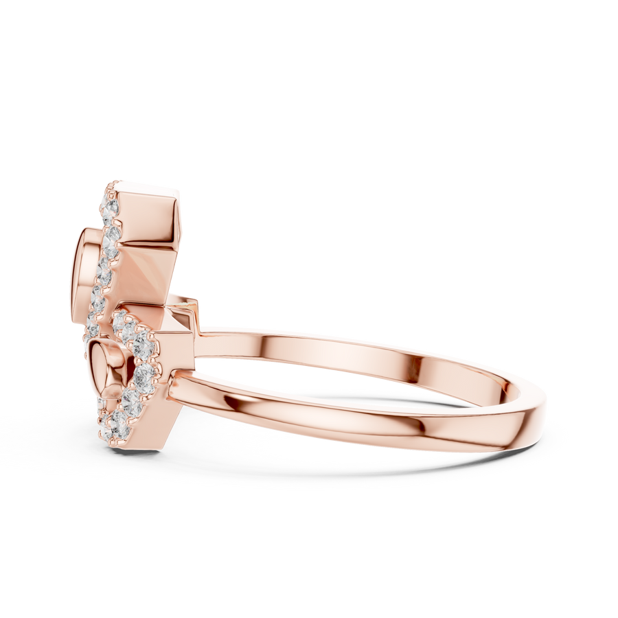 Seravielle Triple Petal Pavé  Diamond Ring