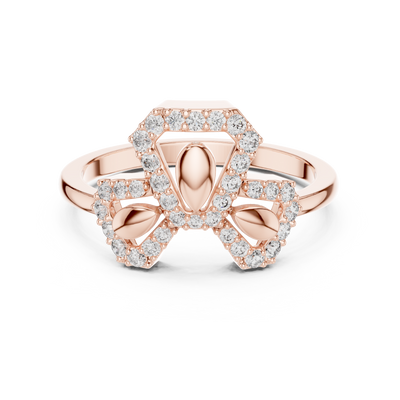 Seravielle Triple Petal Pavé  Diamond Ring