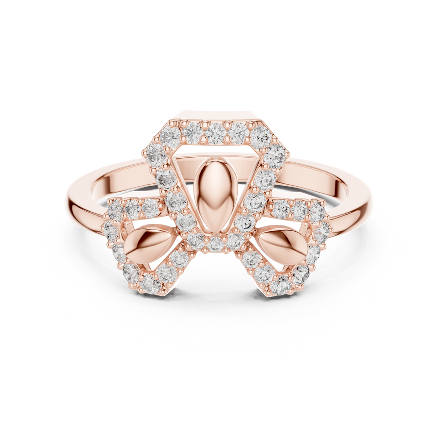 Seravielle Triple Petal Pavé  Diamond Ring