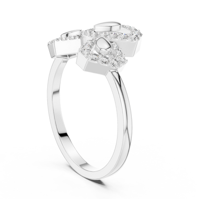 Seravielle Triple Petal Pavé  Diamond Ring