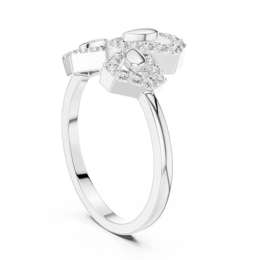 Seravielle Triple Petal Pavé  Diamond Ring