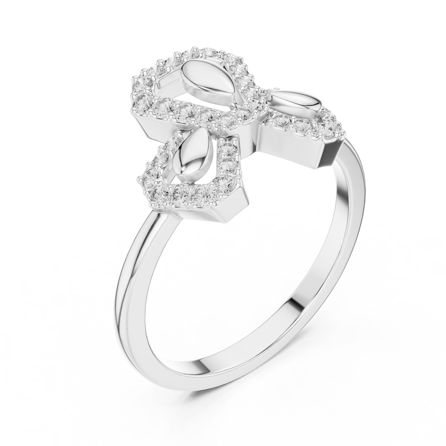 Seravielle Triple Petal Pavé  Diamond Ring