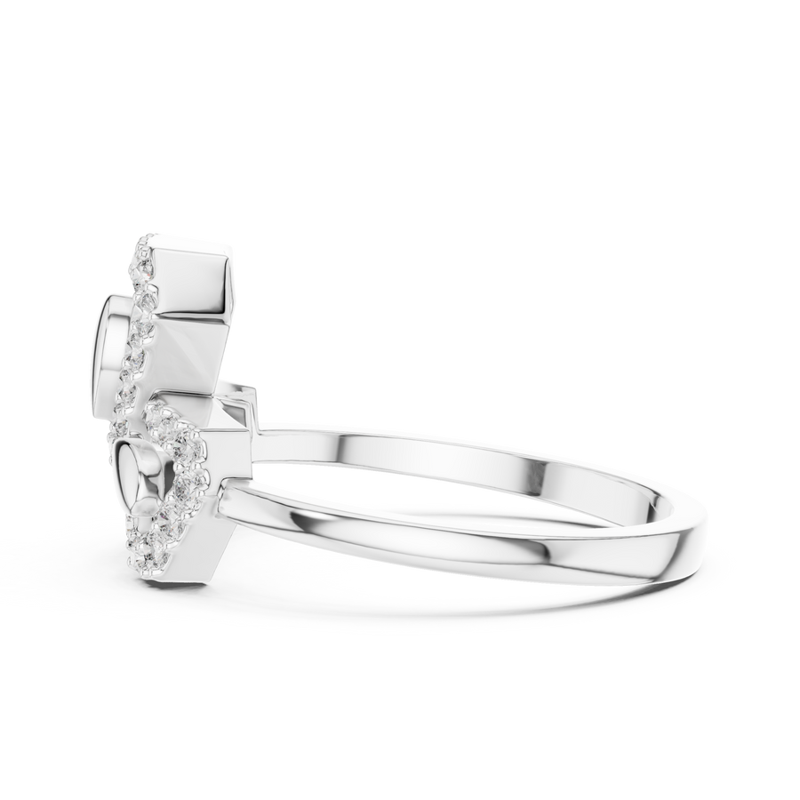Seravielle Triple Petal Pavé  Diamond Ring