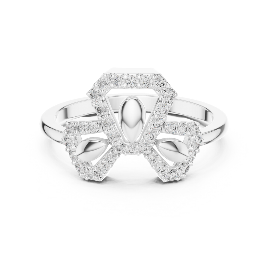 Seravielle Triple Petal Pavé  Diamond Ring