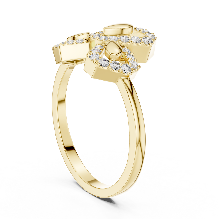 Seravielle Triple Petal Pavé  Diamond Ring
