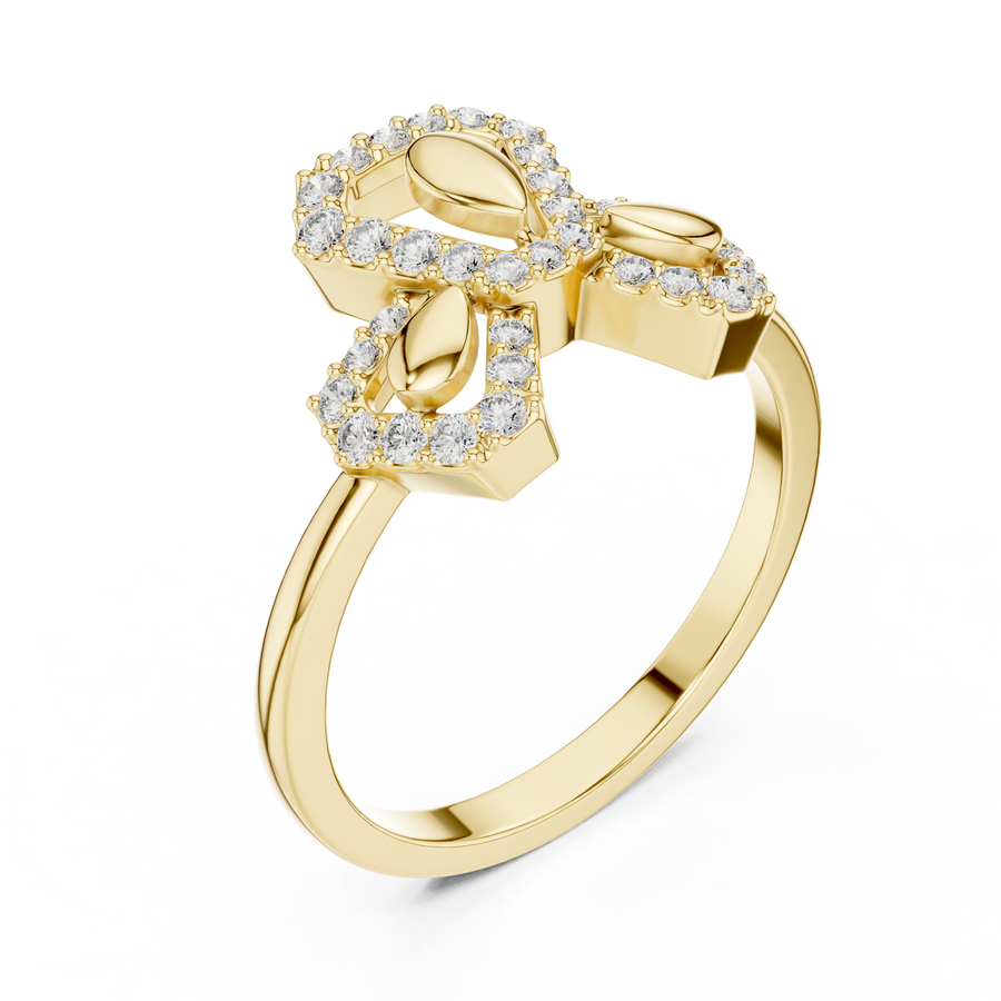 Seravielle Triple Petal Pavé  Diamond Ring