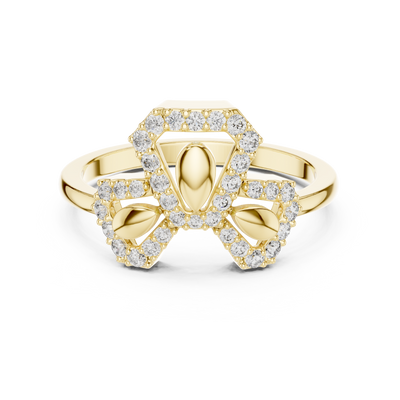 Seravielle Triple Petal Pavé  Diamond Ring