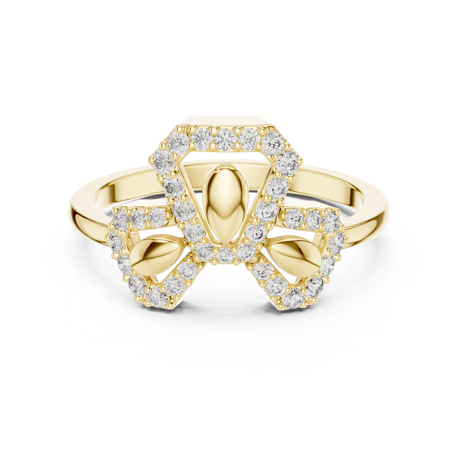 Seravielle Triple Petal Pavé  Diamond Ring
