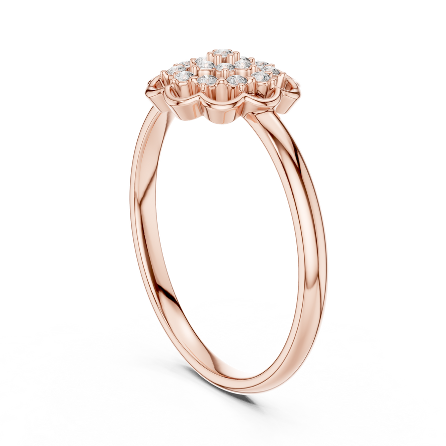 Evelisse Floral Halo Round  Diamond Ring