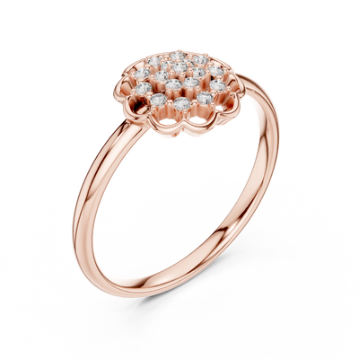 Evelisse Floral Halo Round  Diamond Ring