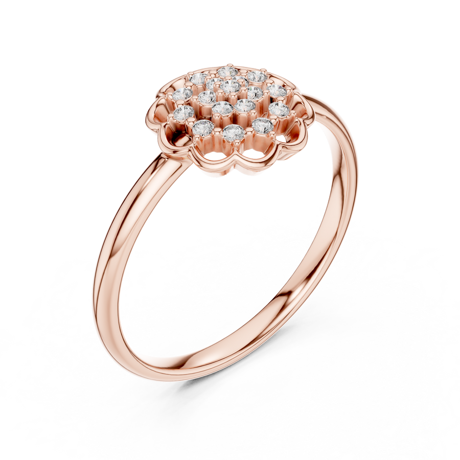 Evelisse Floral Halo Round  Diamond Ring