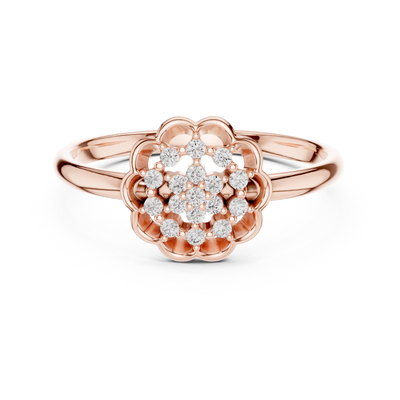 Evelisse Floral Halo Round  Diamond Ring
