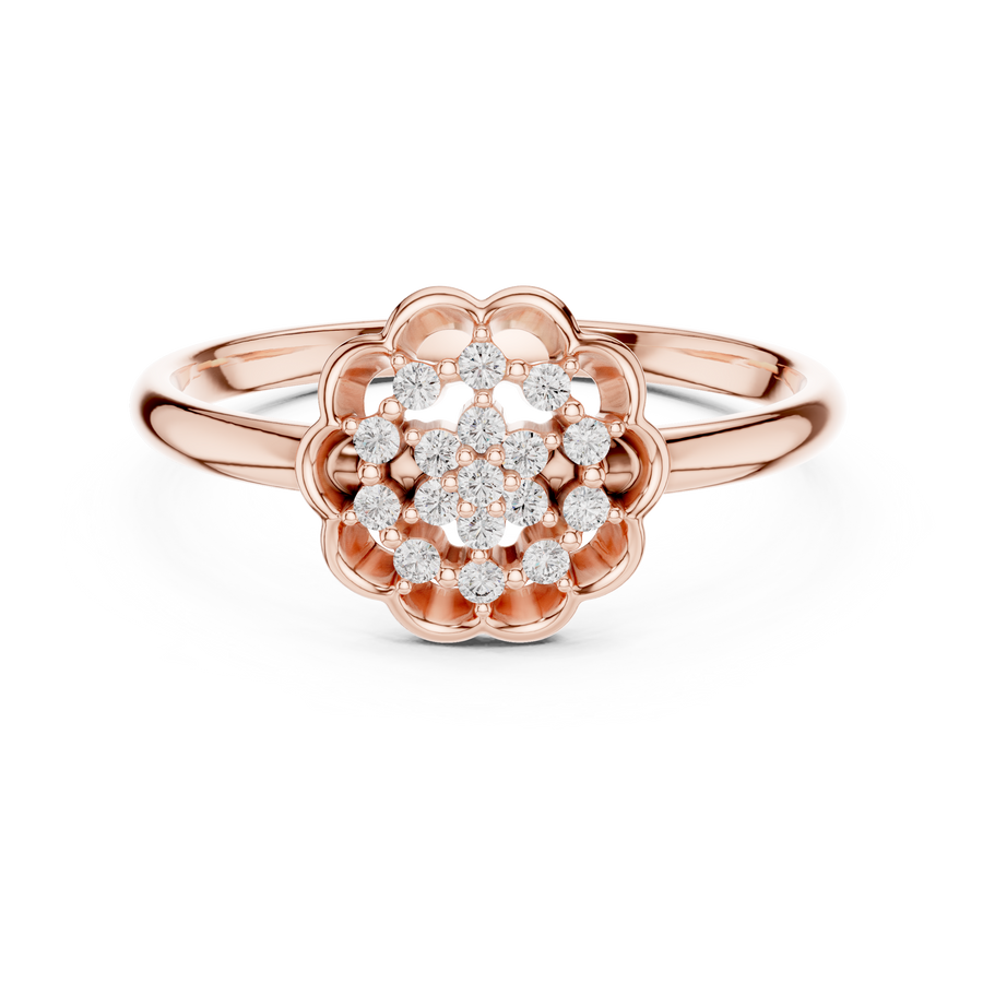 Evelisse Floral Halo Round  Diamond Ring