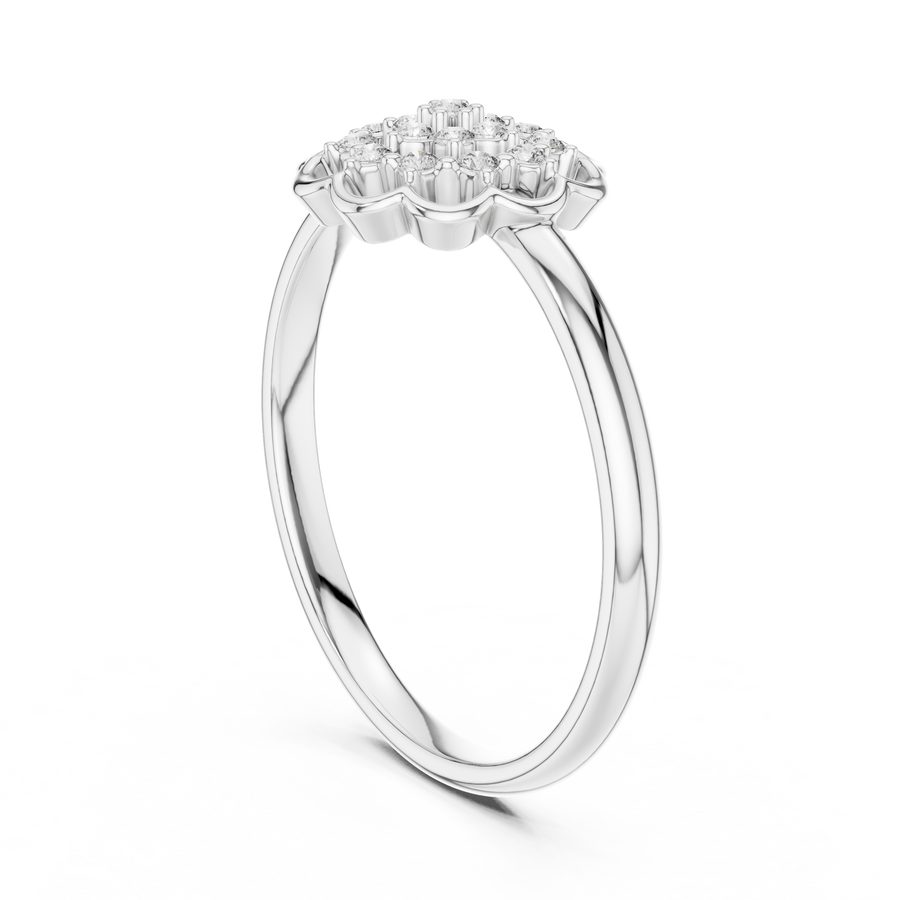 Evelisse Floral Halo Round  Diamond Ring