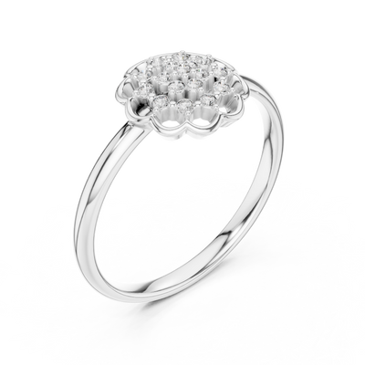 Evelisse Floral Halo Round  Diamond Ring