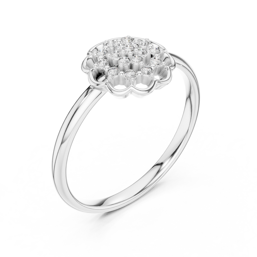 Evelisse Floral Halo Round  Diamond Ring